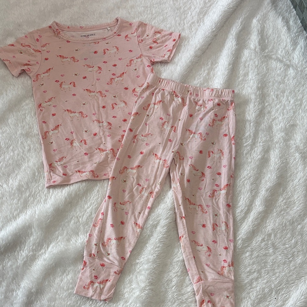 Posh peanut Light Pink unicorn Pajama Set 2T